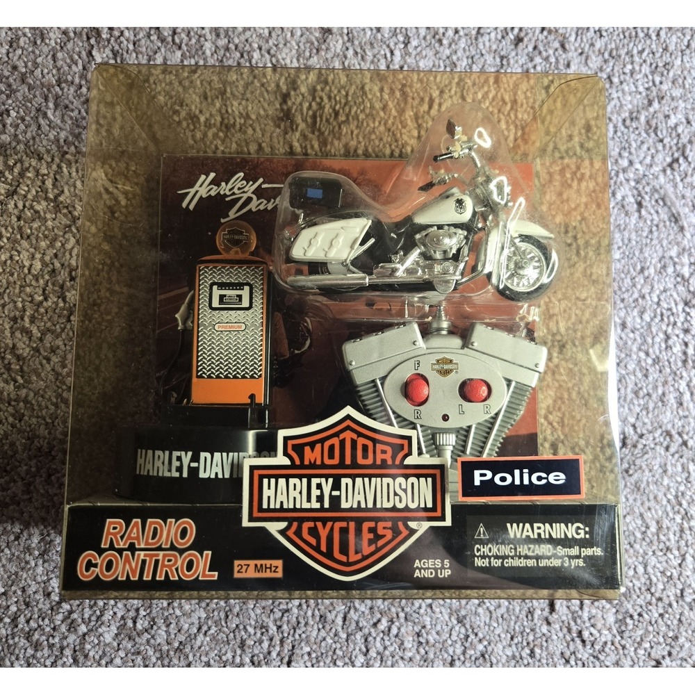 Harley-Davidson Police Radio Control Motorcycle Toy White Black Silver
